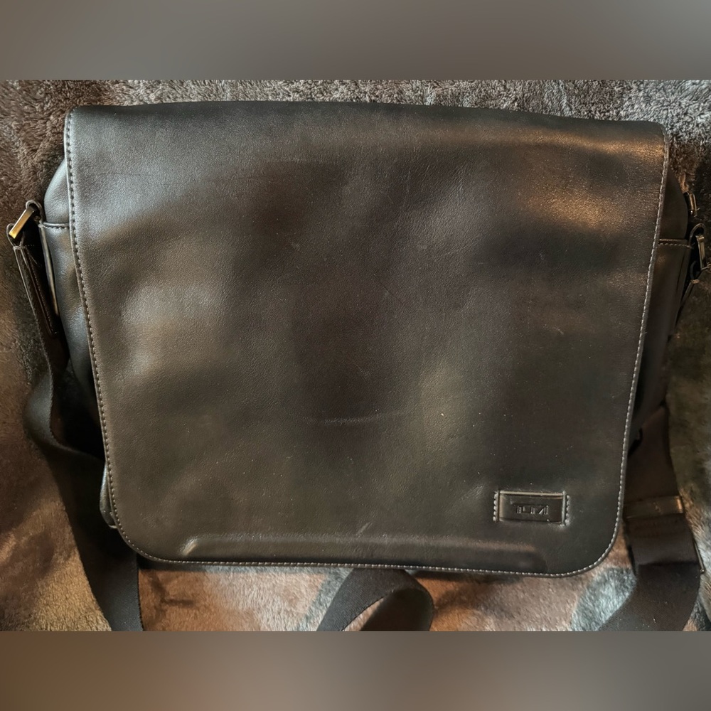 Tumi Dark Leather Messenger Bag